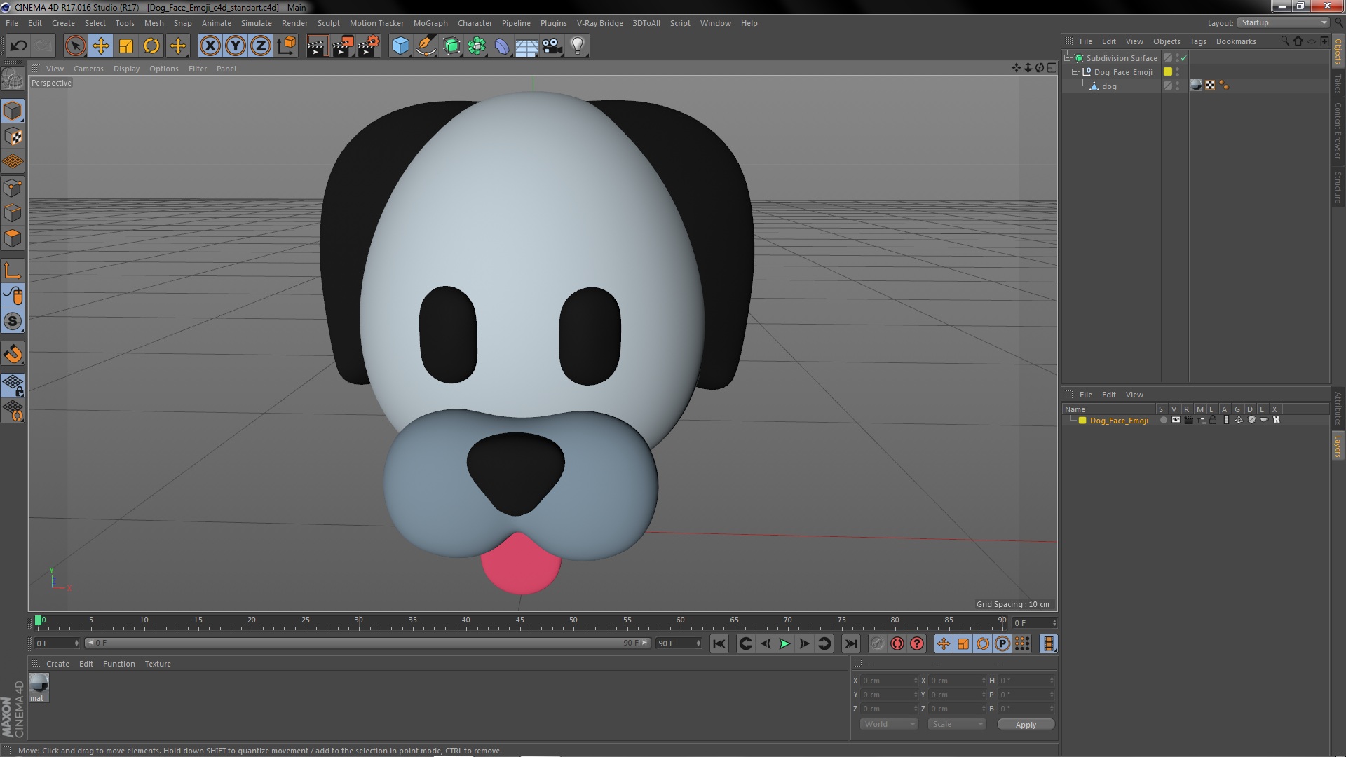 Dog Face Emoji 3D model