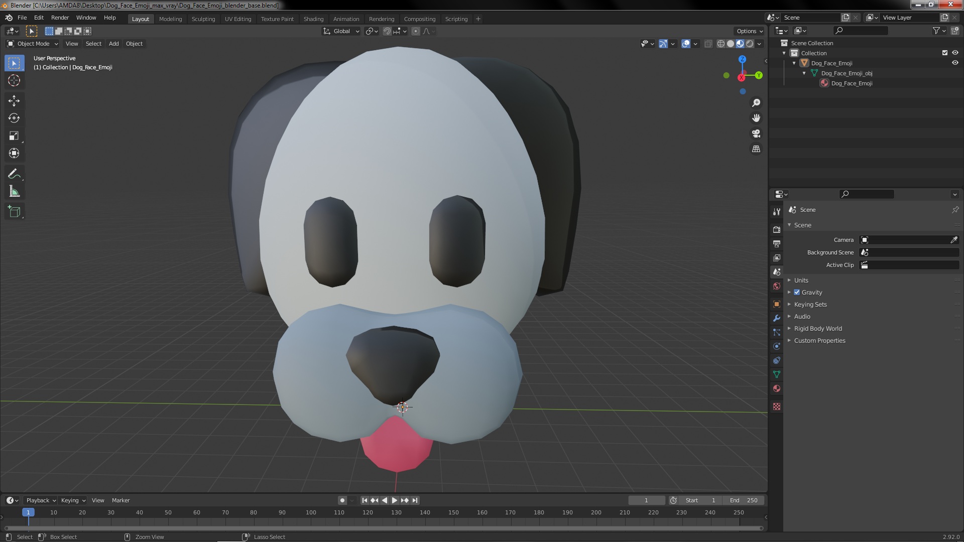 Dog Face Emoji 3D model