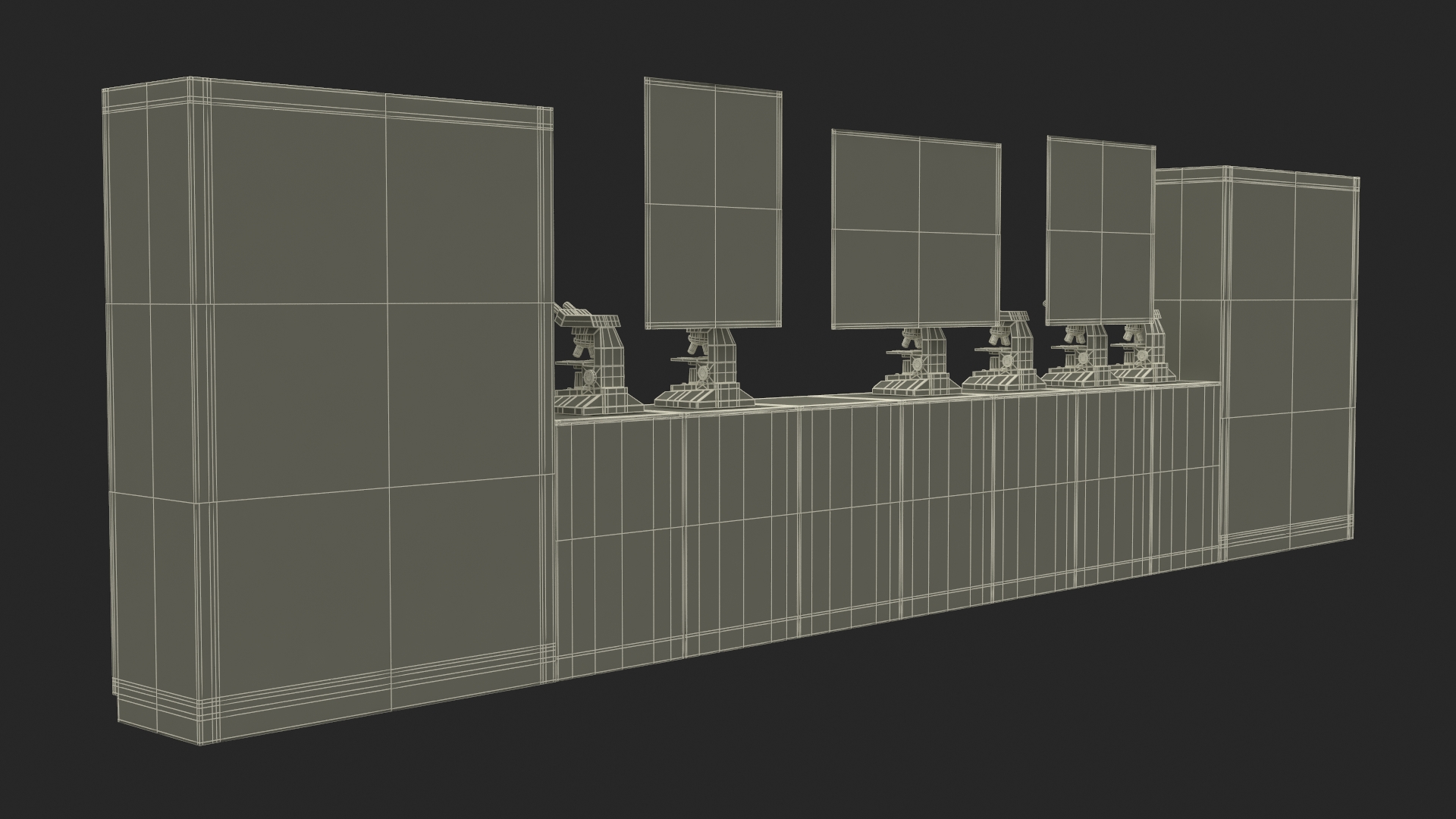 Laboratory Interior with Cabinets and Microscopes 3D model