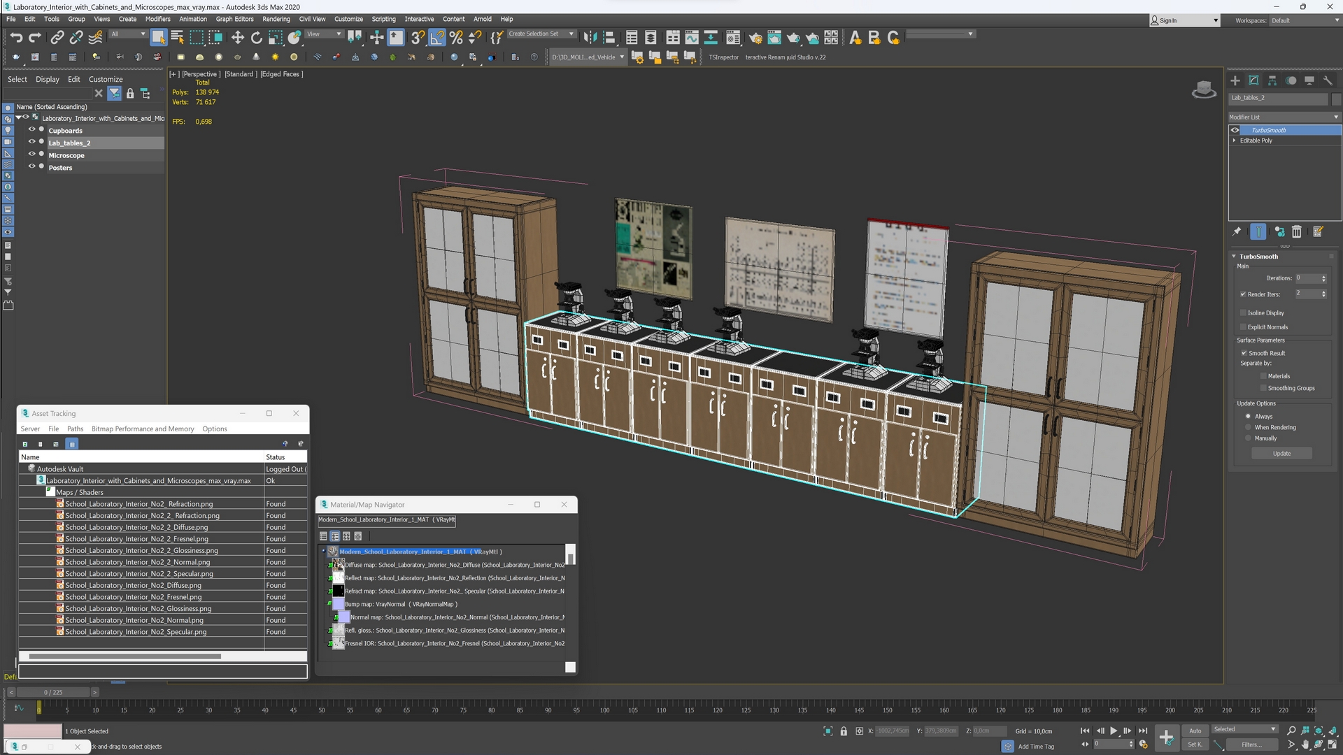 Laboratory Interior with Cabinets and Microscopes 3D model