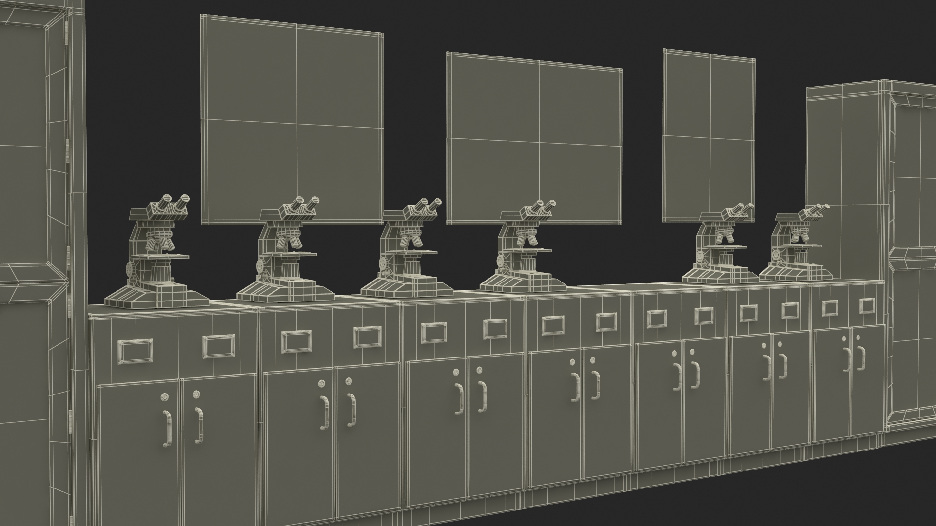 Laboratory Interior with Cabinets and Microscopes 3D model
