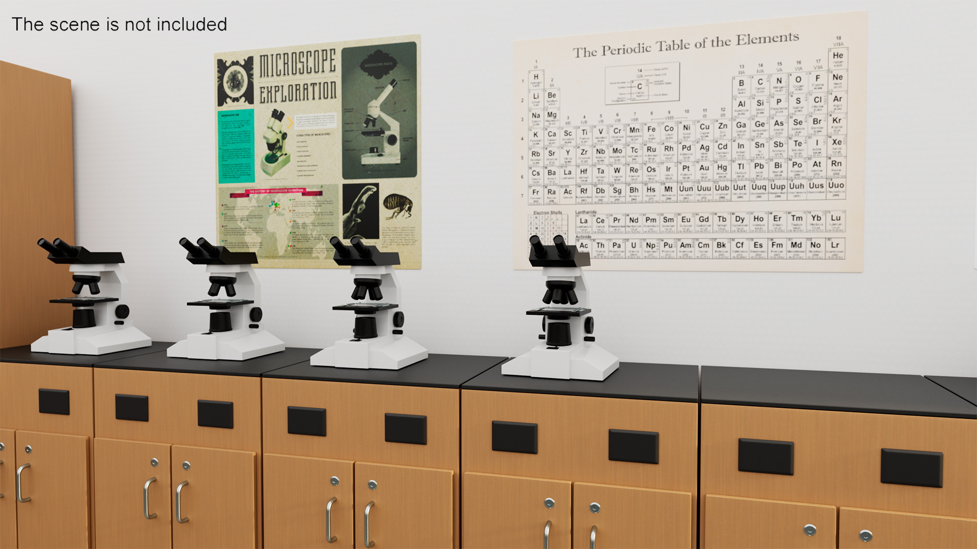Laboratory Interior with Cabinets and Microscopes 3D model