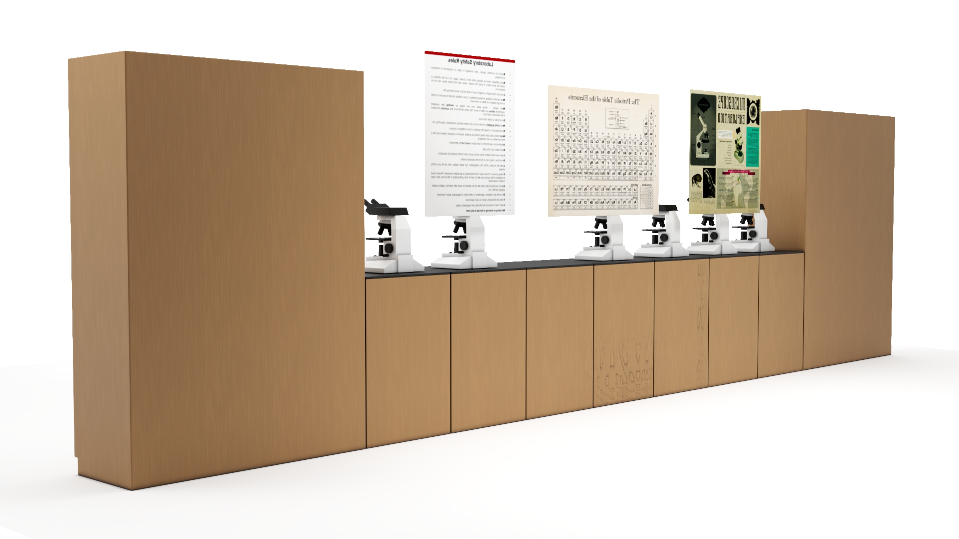 Laboratory Interior with Cabinets and Microscopes 3D model