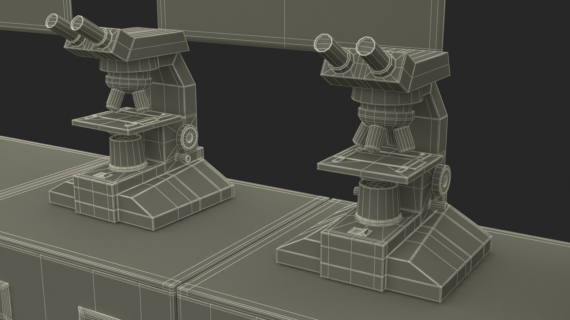 Laboratory Interior with Cabinets and Microscopes 3D model