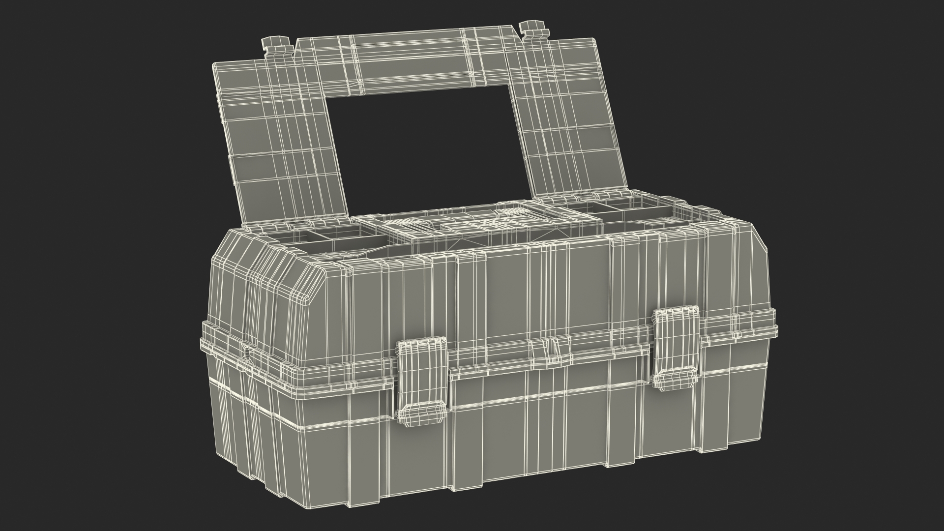 Three Layer Folding Plastic Toolbox Rigged 3D