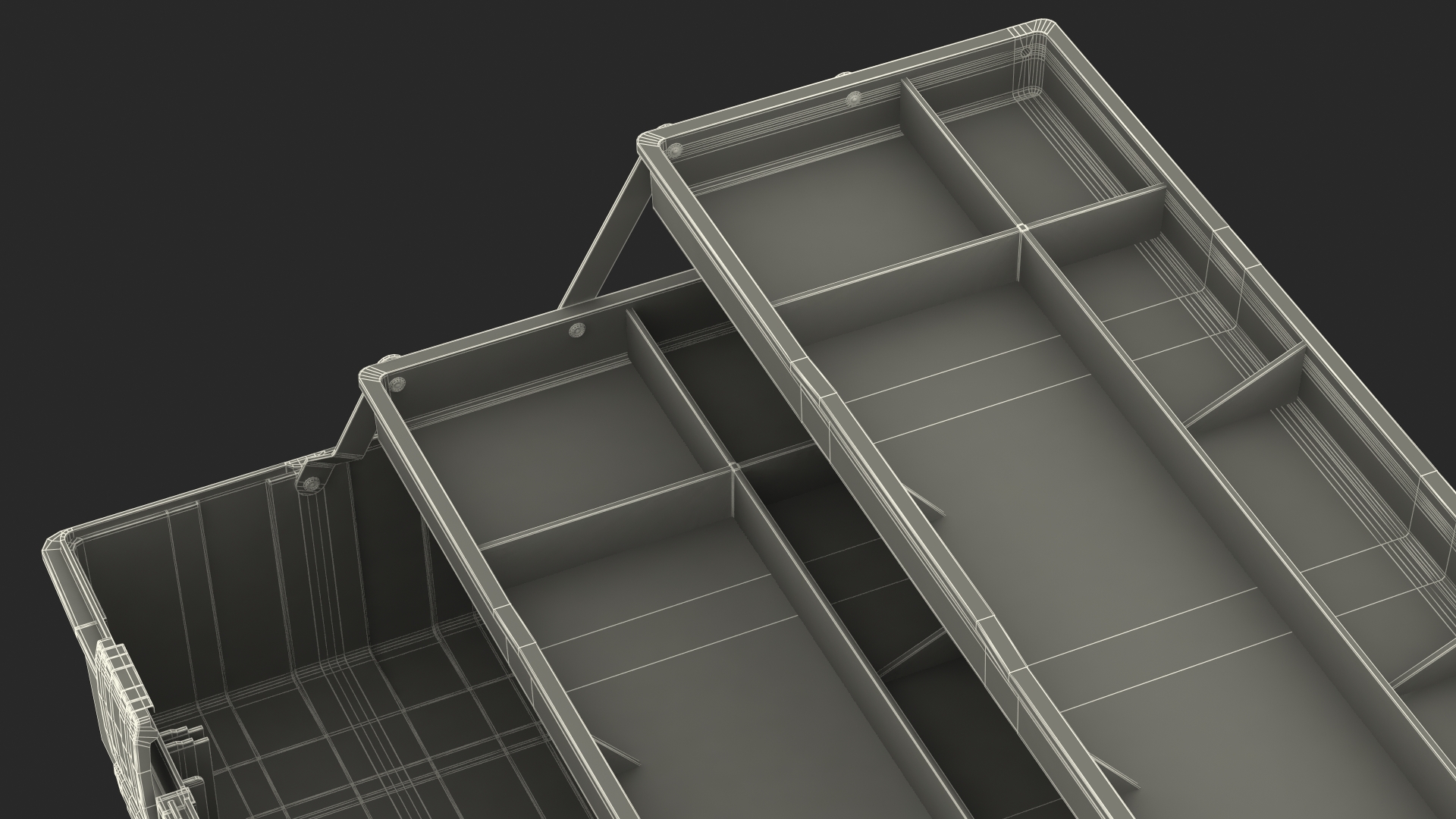 Three Layer Folding Plastic Toolbox Rigged 3D
