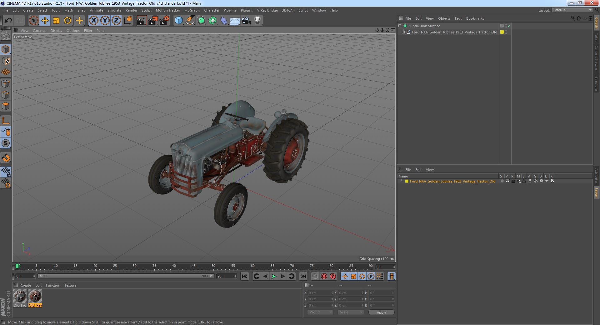 3D Ford NAA Golden Jubilee 1953 Vintage Tractor Old model