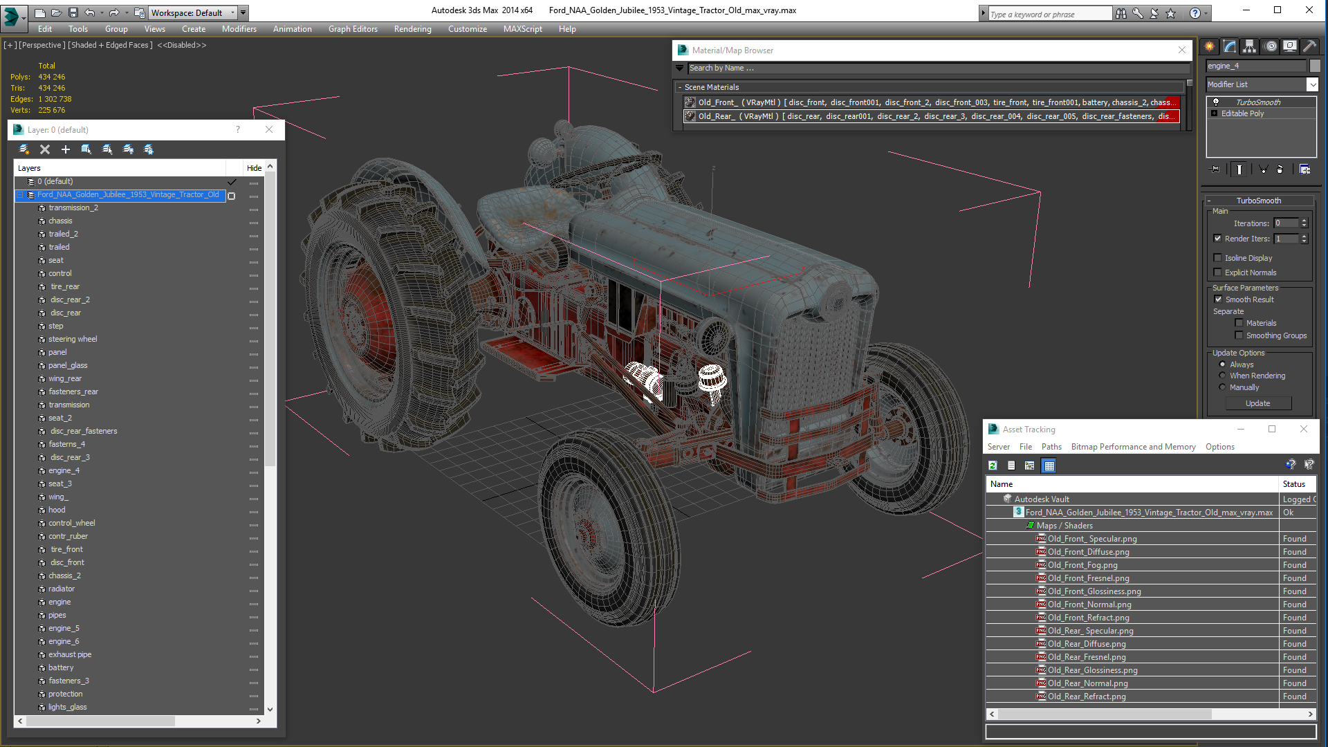3D Ford NAA Golden Jubilee 1953 Vintage Tractor Old model