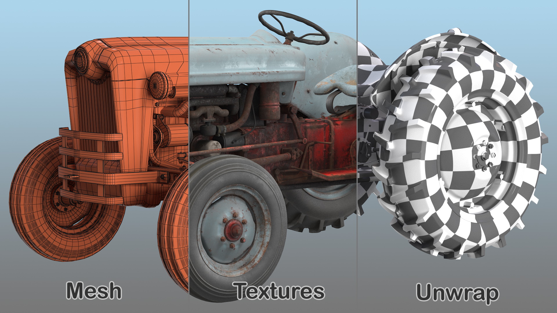 3D Ford NAA Golden Jubilee 1953 Vintage Tractor Old model