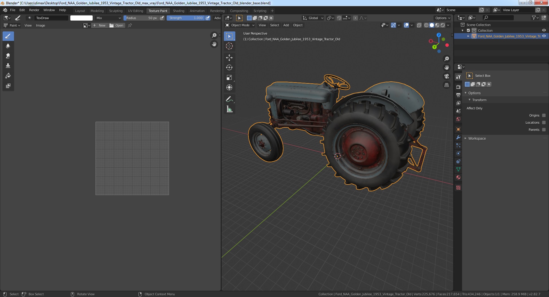 3D Ford NAA Golden Jubilee 1953 Vintage Tractor Old model