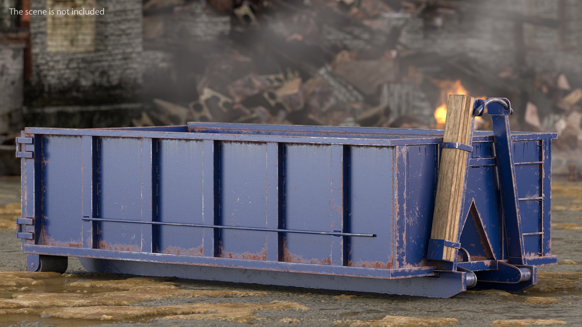 3D Roll Off Dumpster Dusty 15 Yard