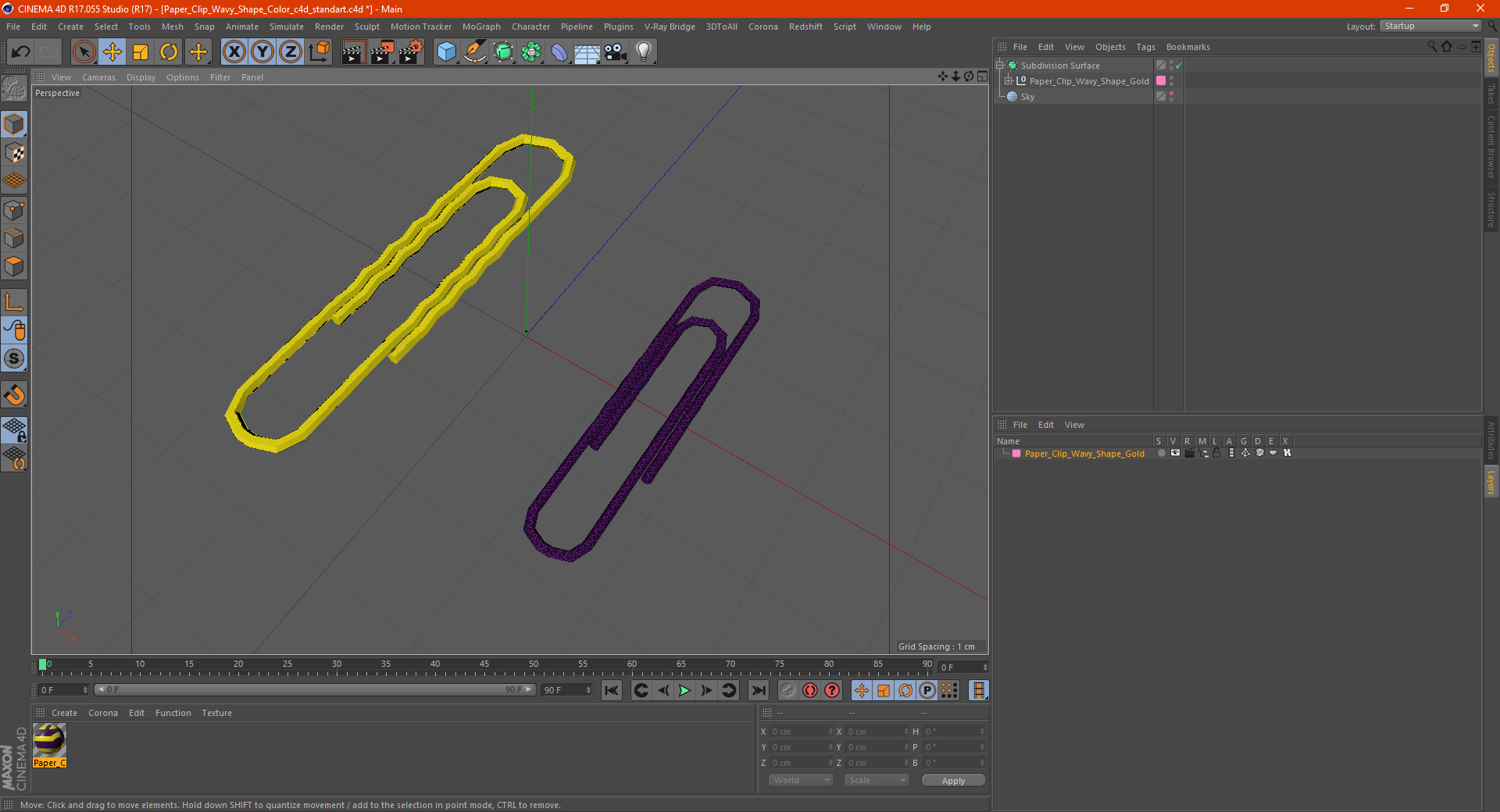 Paper Clip Wavy Shape Color 3D