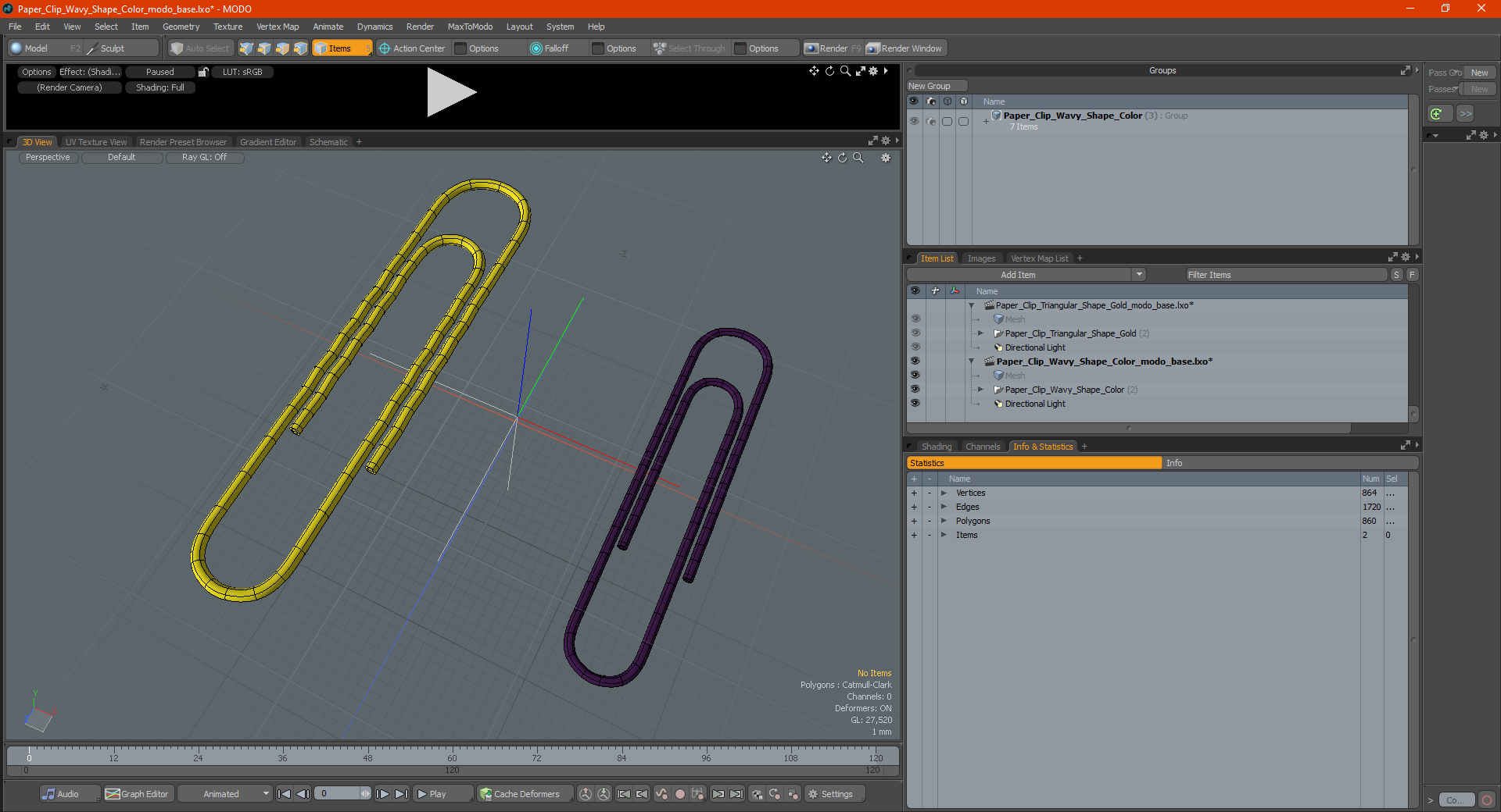 Paper Clip Wavy Shape Color 3D