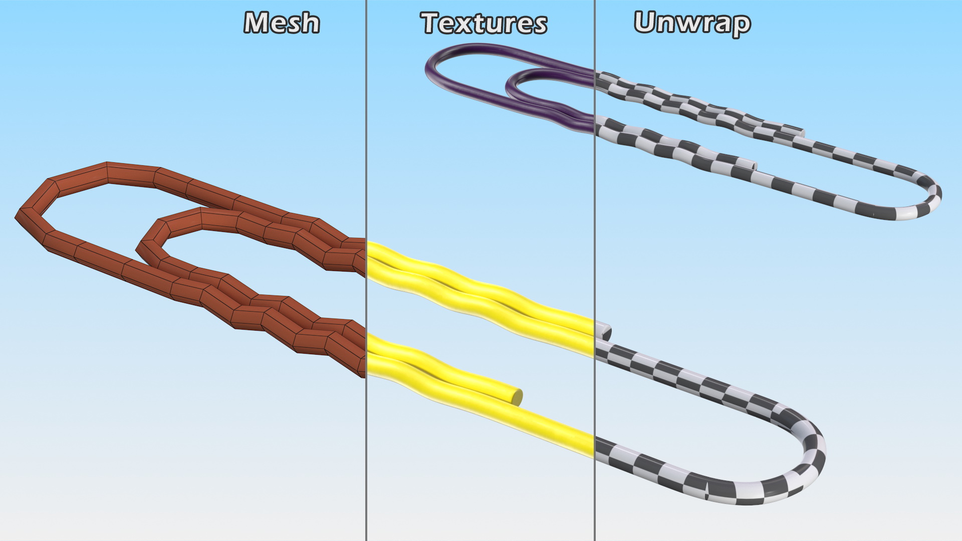 Paper Clip Wavy Shape Color 3D
