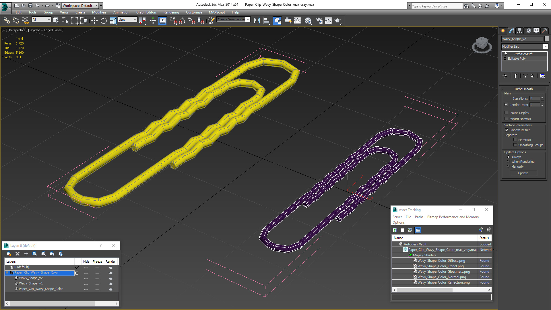 Paper Clip Wavy Shape Color 3D