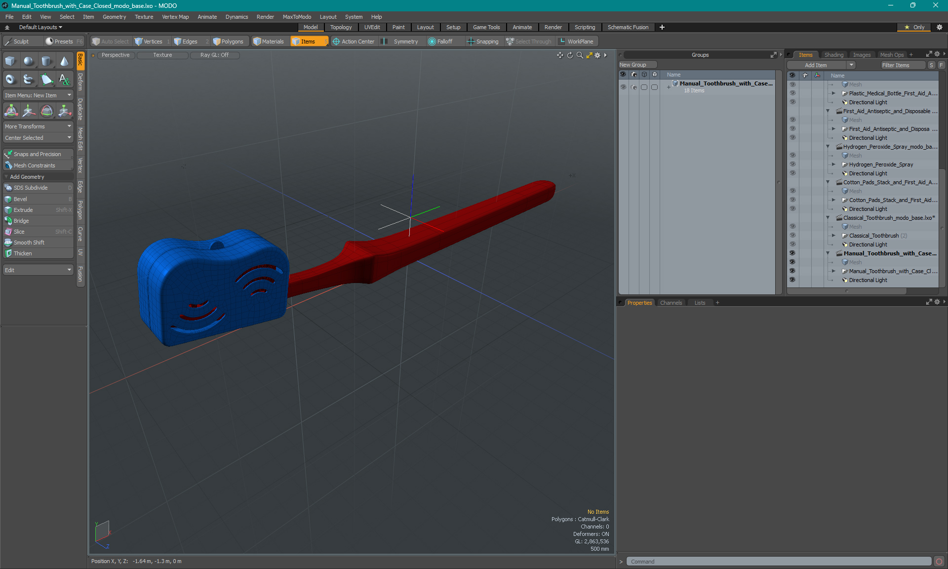 Manual Toothbrush with Case Closed 3D model