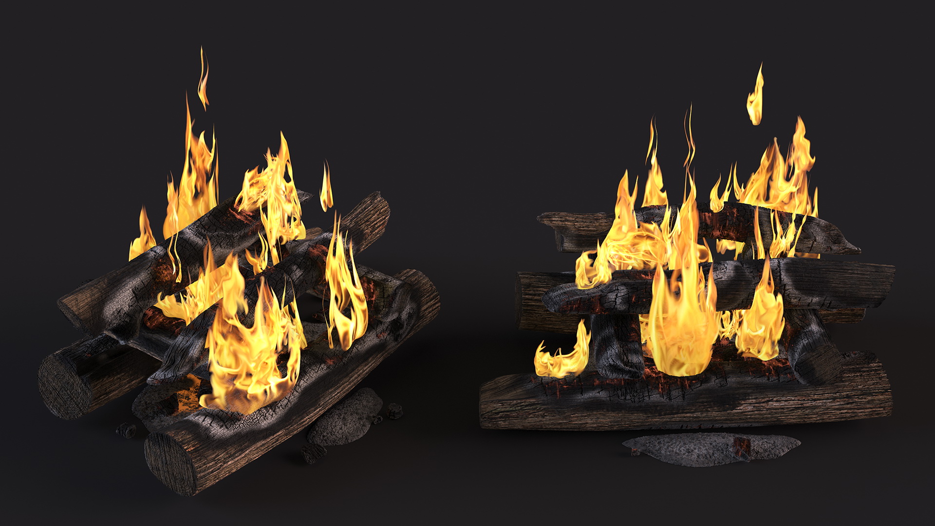 3D model Wood Fire and Embers