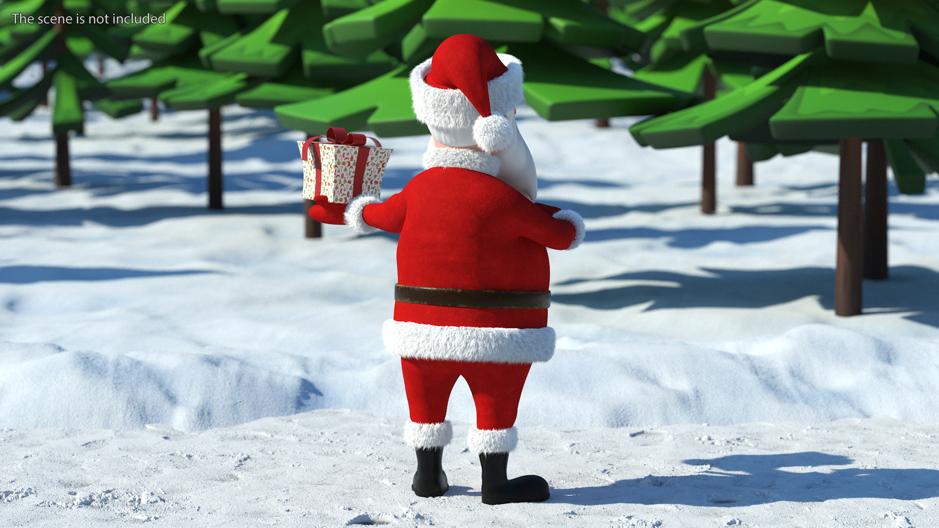 3D Smiling Santa Claus Cartoon Character with Gift Fur