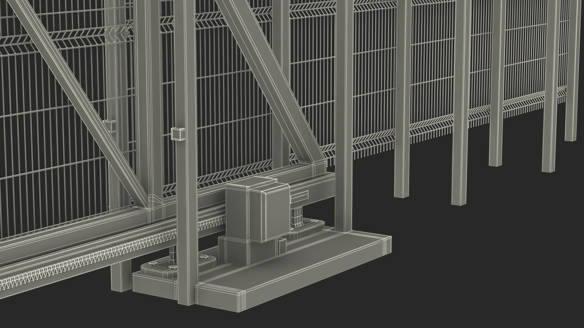 3D Commercial Chain Link Gates Green model