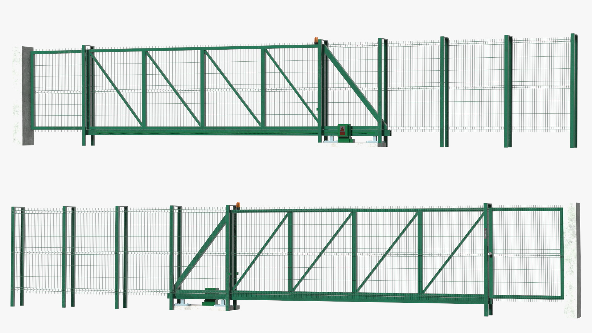 3D Commercial Chain Link Gates Green model