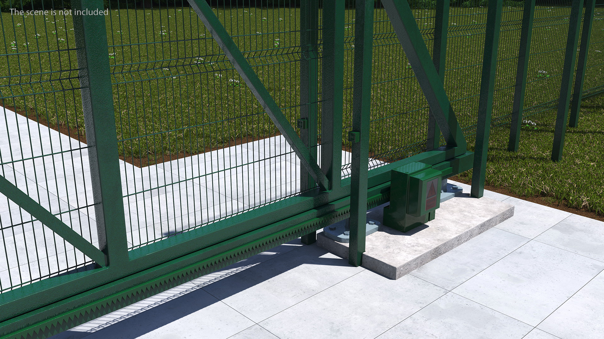 3D Commercial Chain Link Gates Green model