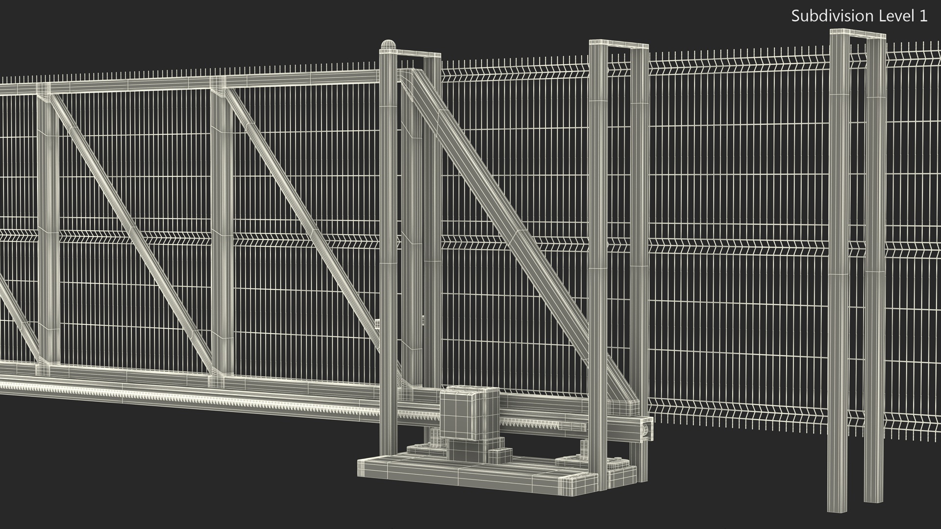 3D Commercial Chain Link Gates Green model