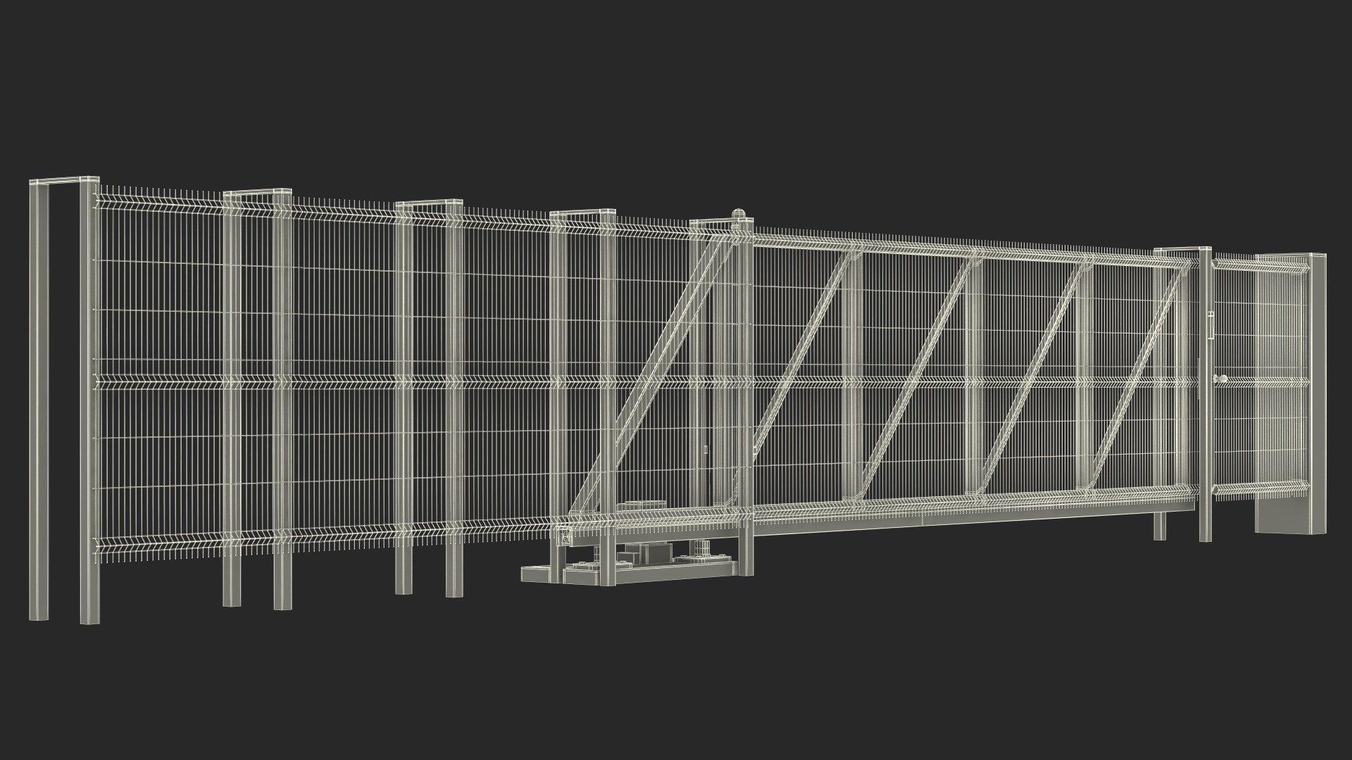 3D Commercial Chain Link Gates Green model