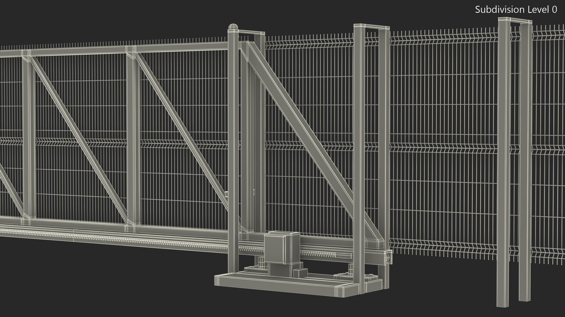 3D Commercial Chain Link Gates Green model