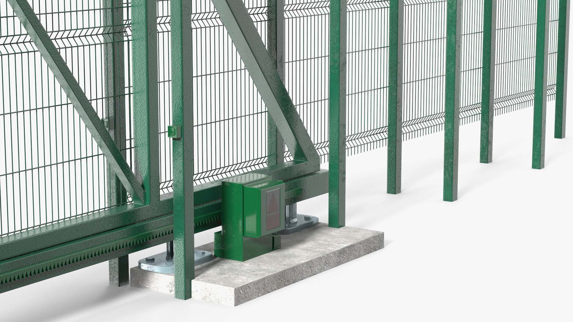 3D Commercial Chain Link Gates Green model