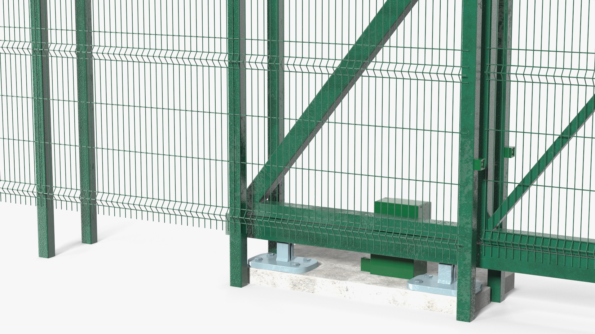3D Commercial Chain Link Gates Green model
