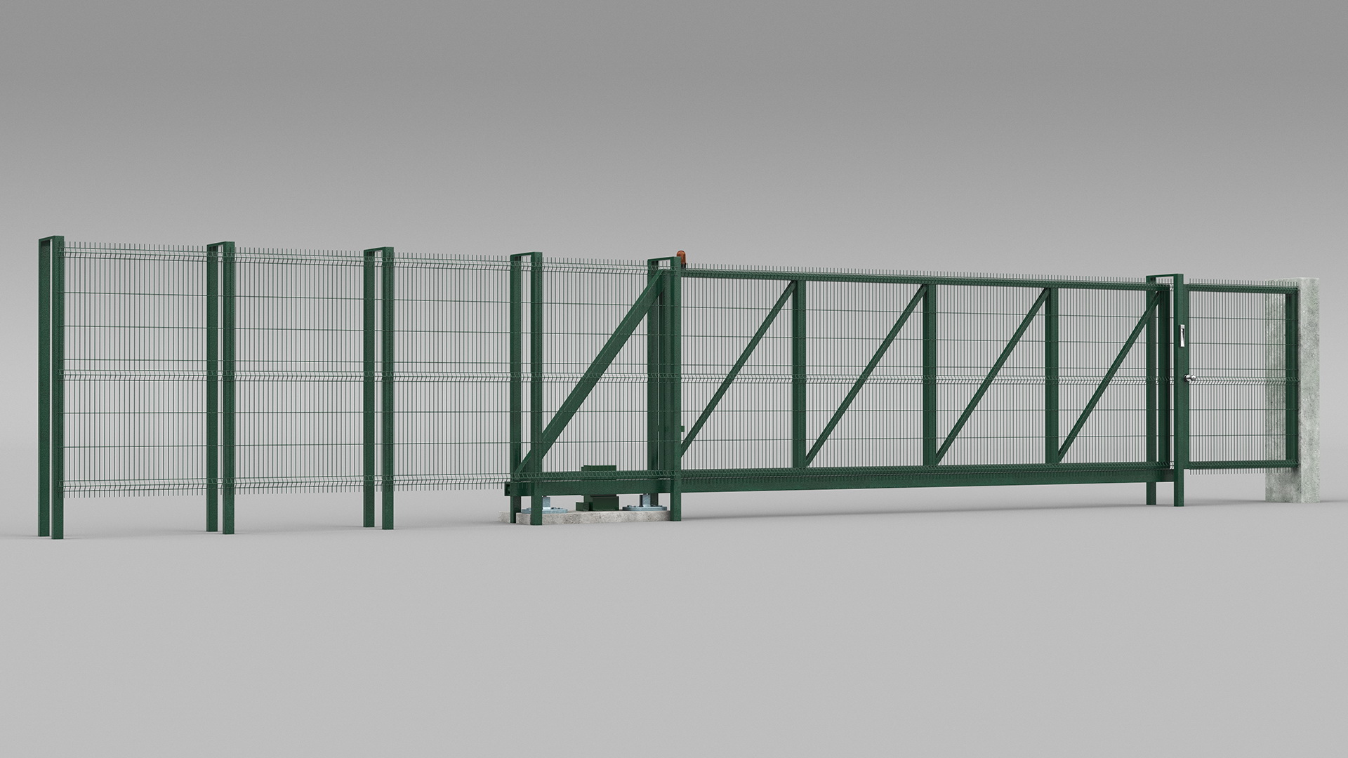 3D Commercial Chain Link Gates Green model