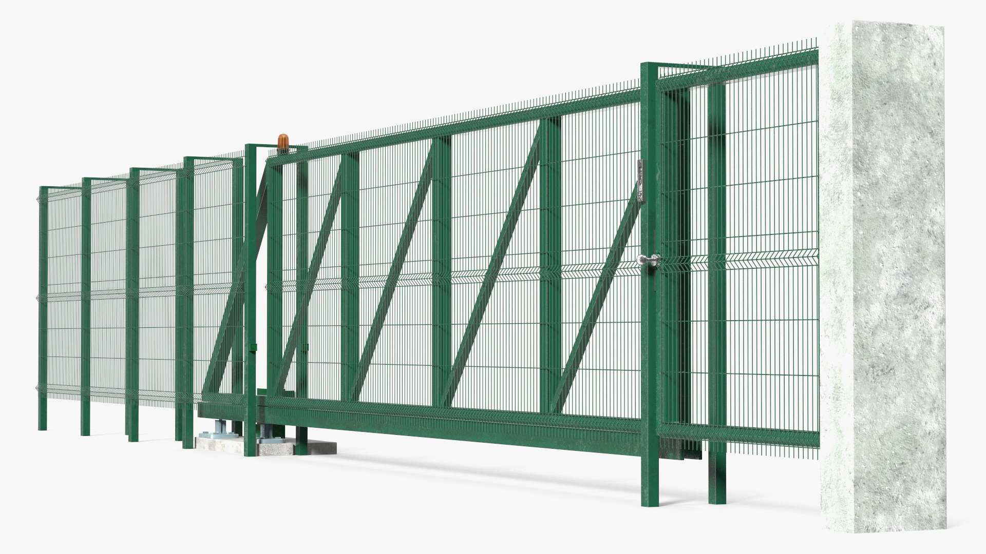 3D Commercial Chain Link Gates Green model