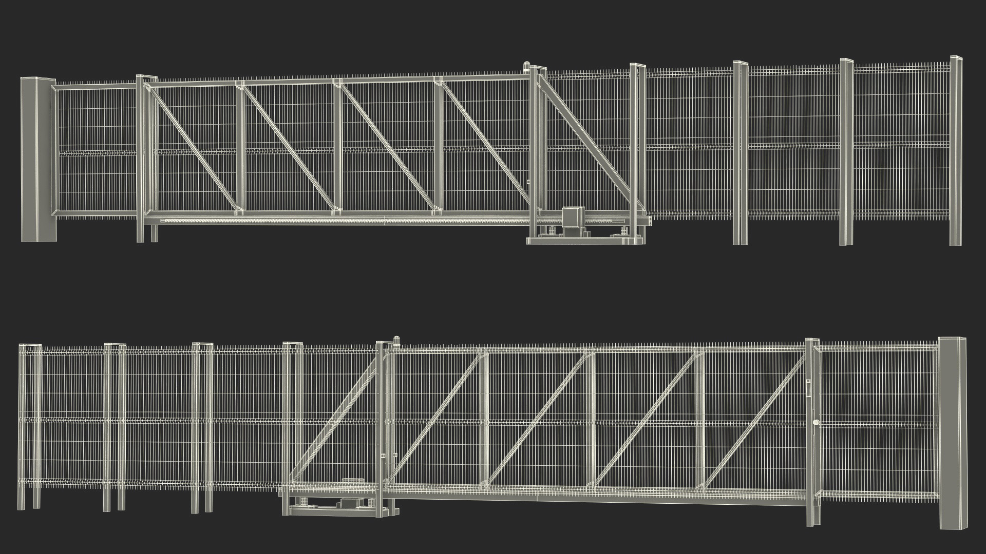 3D Commercial Chain Link Gates Green model