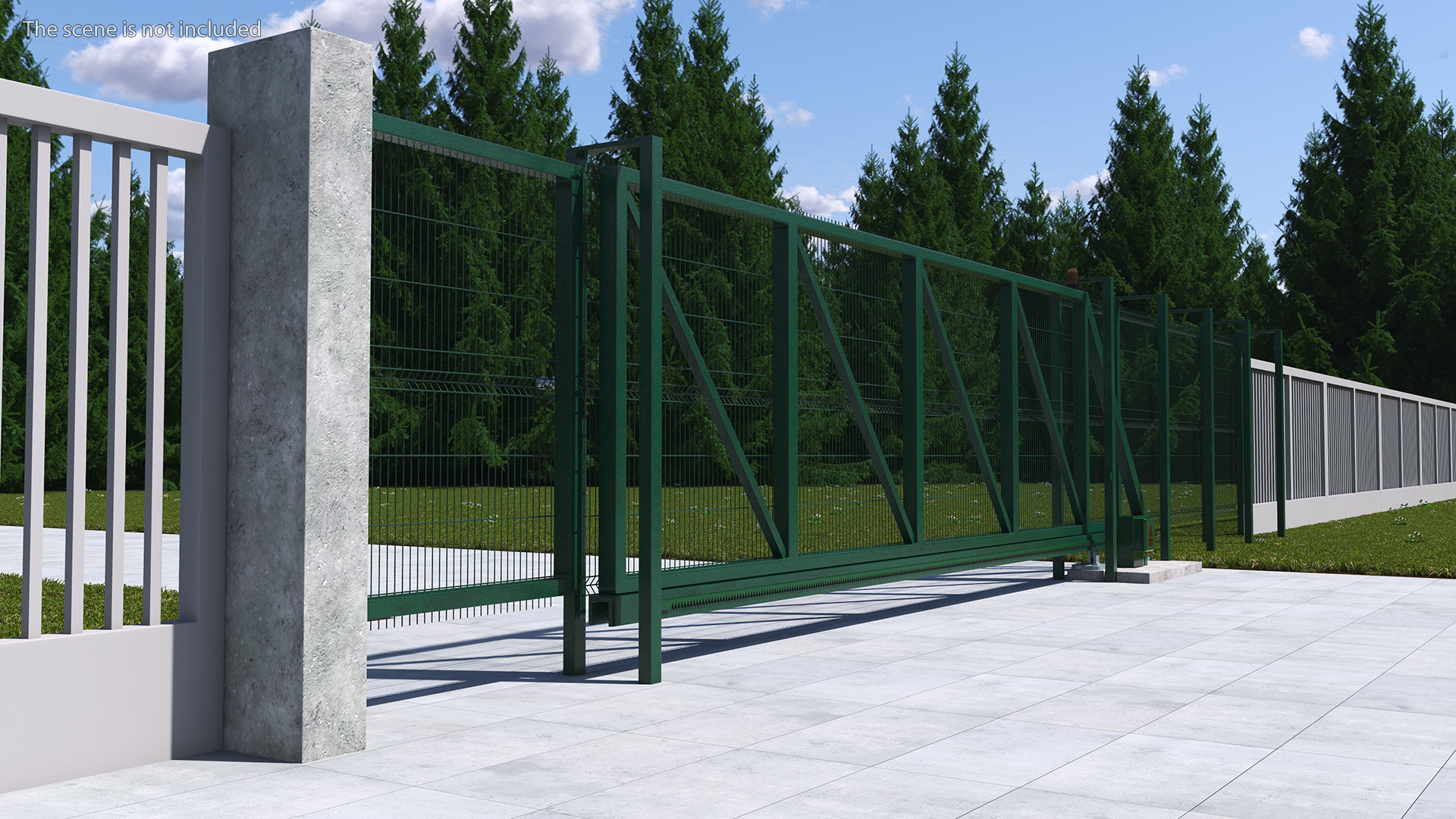 3D Commercial Chain Link Gates Green model