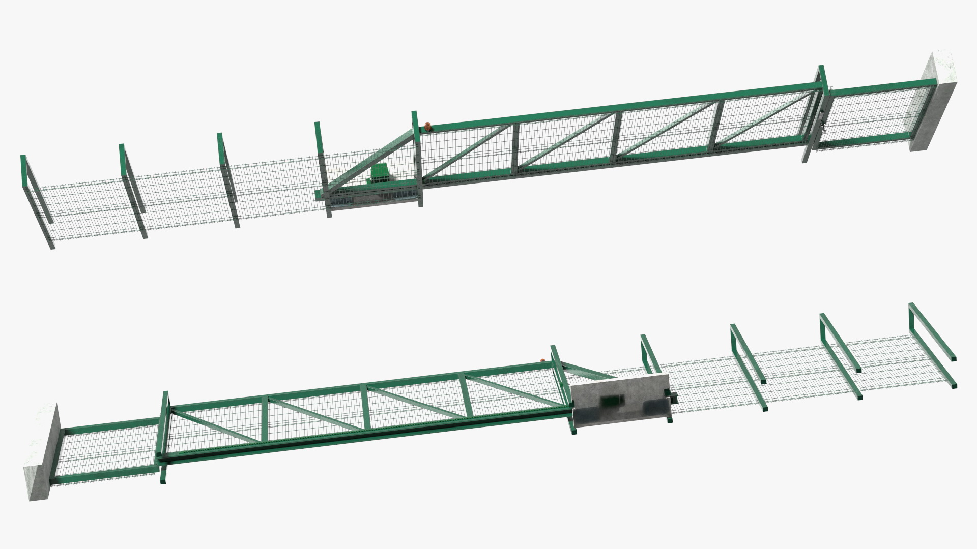 3D Commercial Chain Link Gates Green model