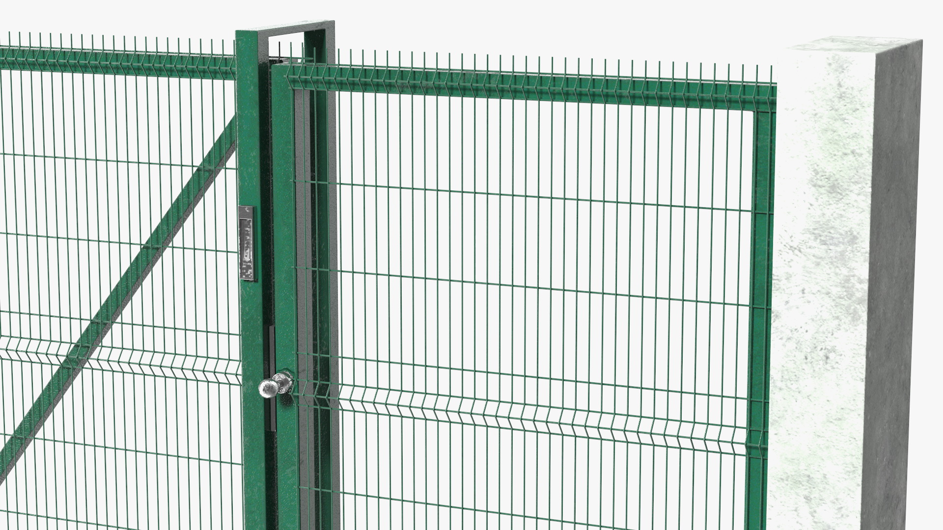 3D Commercial Chain Link Gates Green model