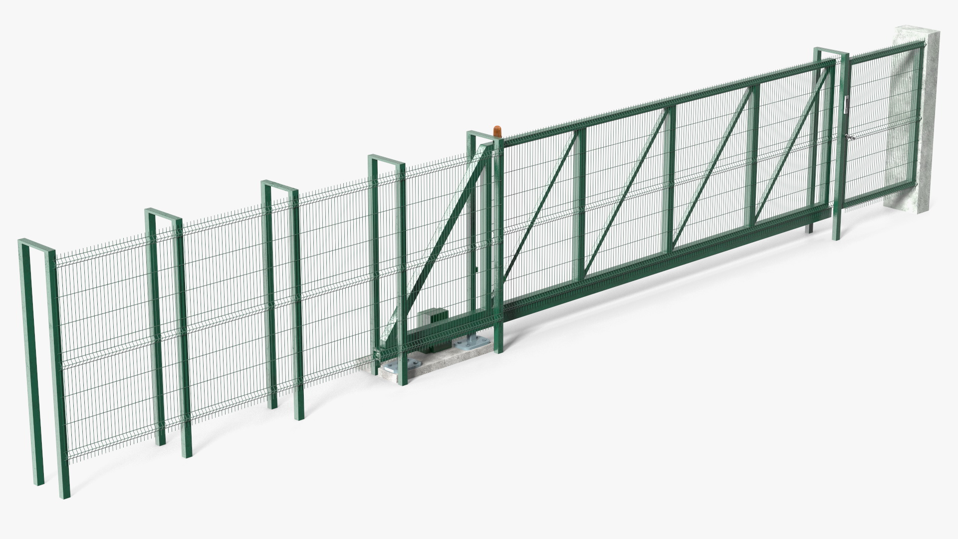 3D Commercial Chain Link Gates Green model