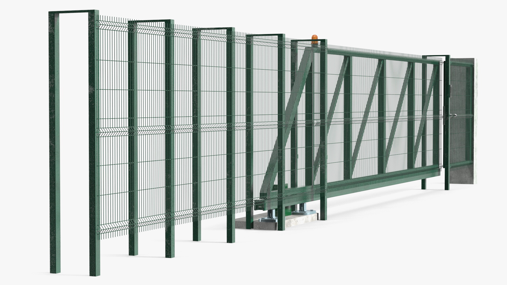 3D Commercial Chain Link Gates Green model