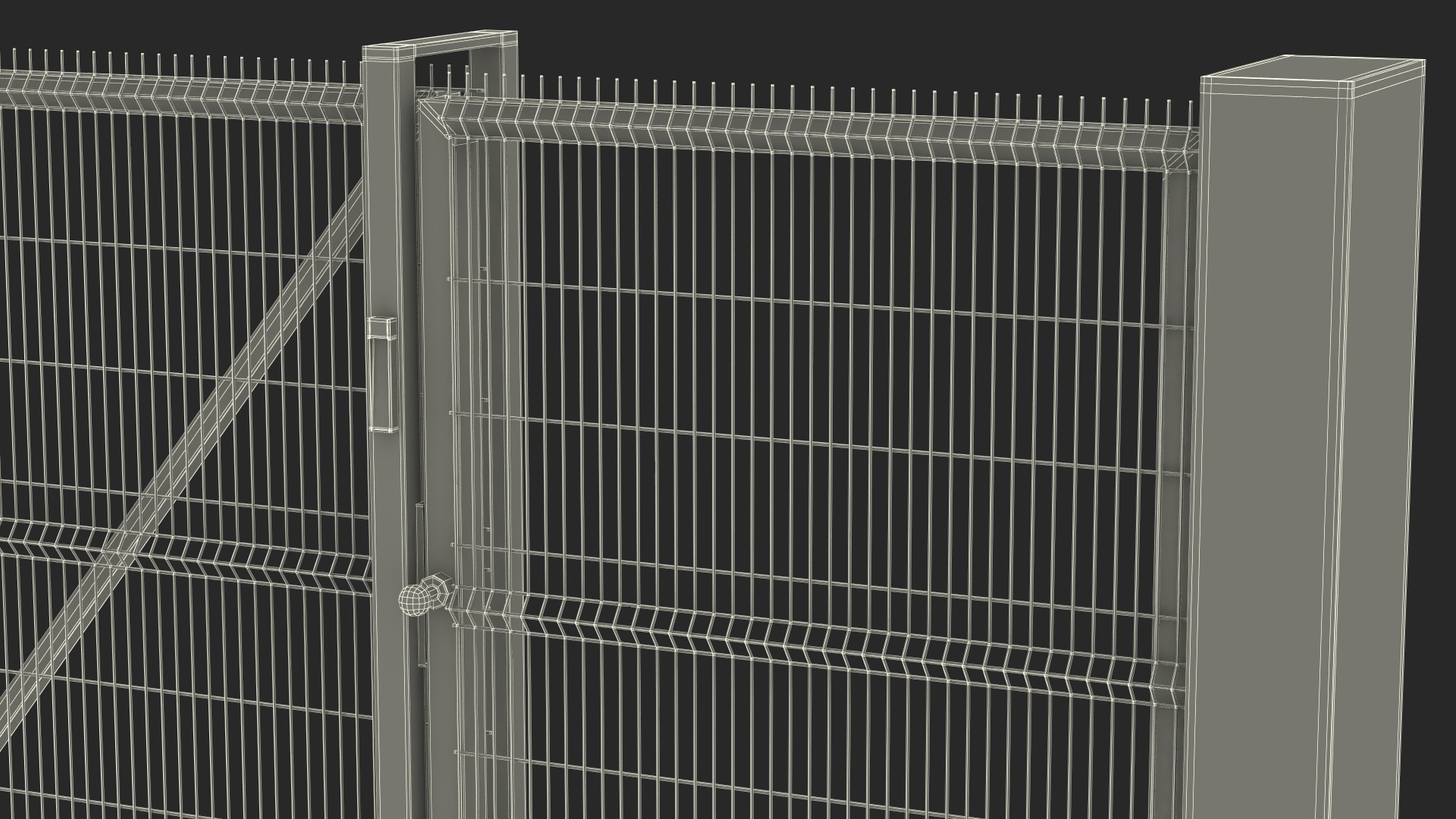 3D Commercial Chain Link Gates Green model