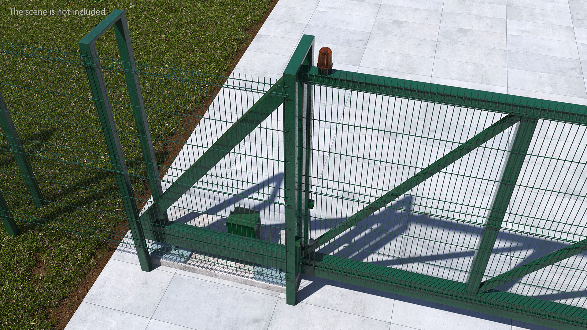 3D Commercial Chain Link Gates Green model