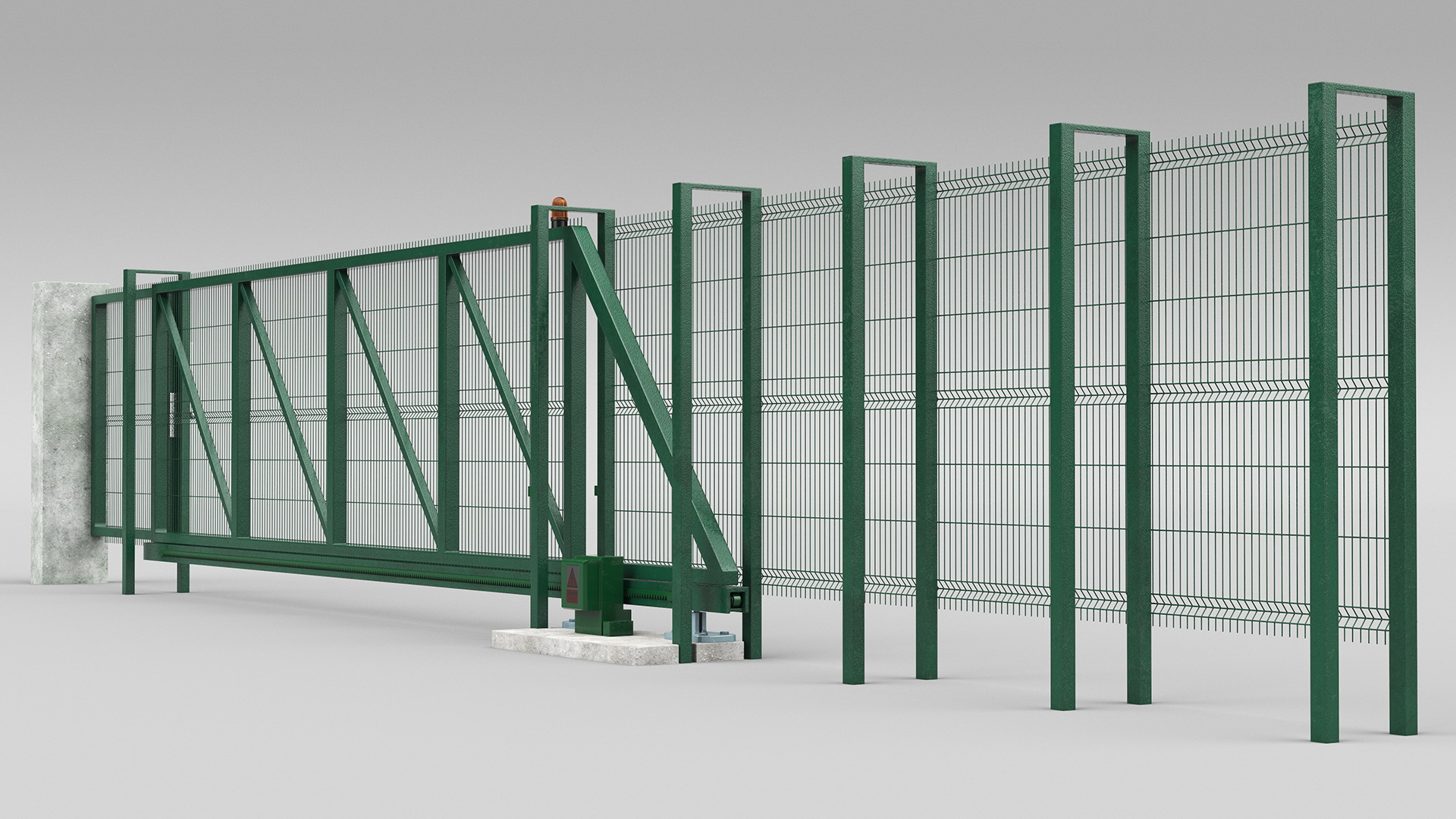 3D Commercial Chain Link Gates Green model