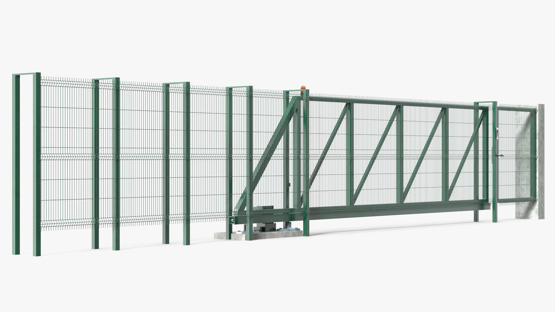 3D Commercial Chain Link Gates Green model