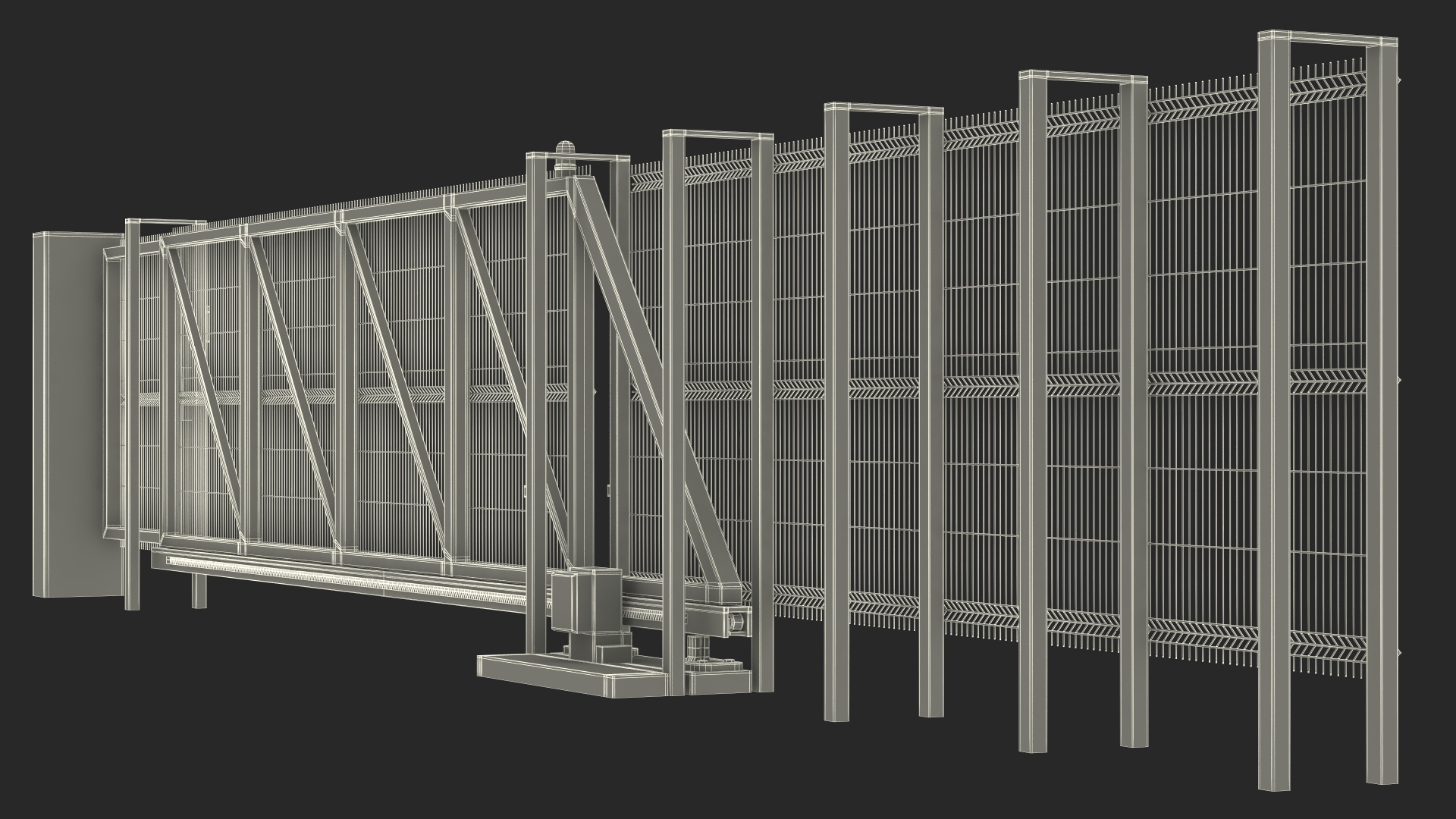 3D Commercial Chain Link Gates Green model
