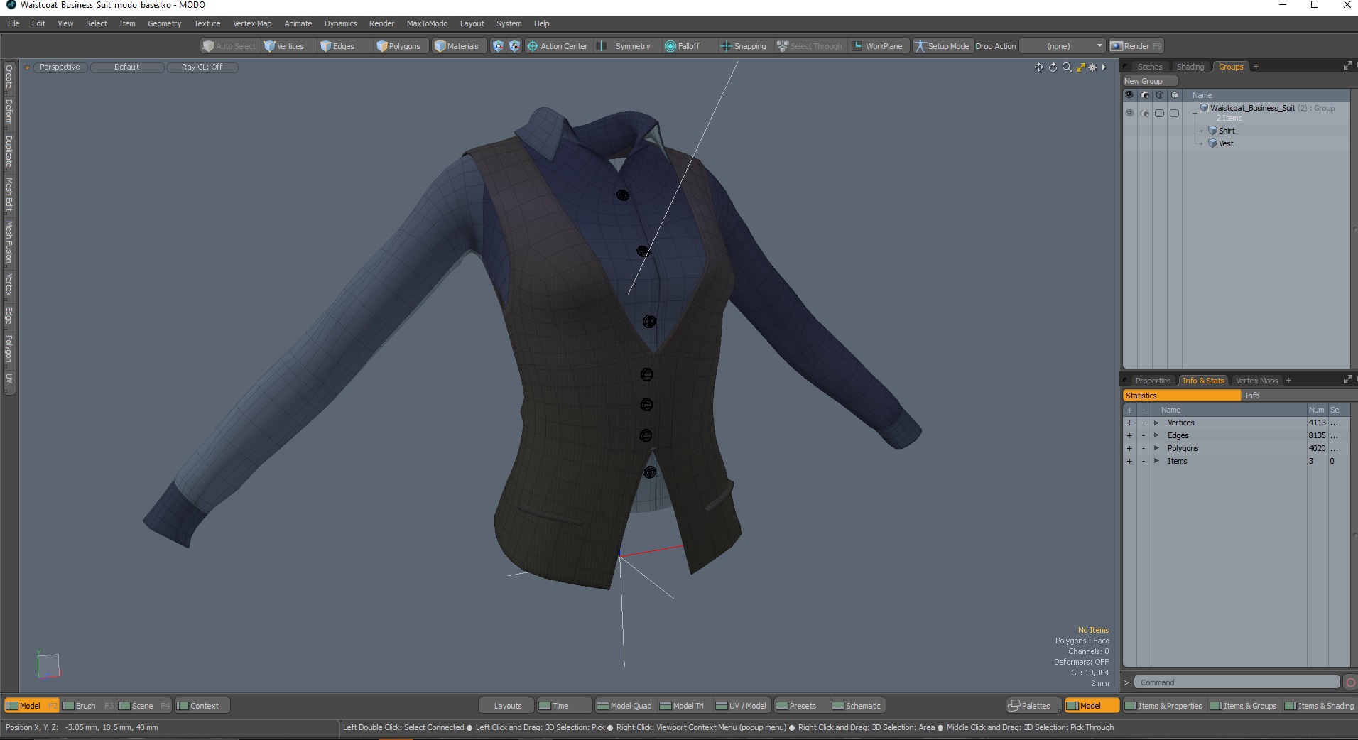 3D Waistcoat Business Suit model