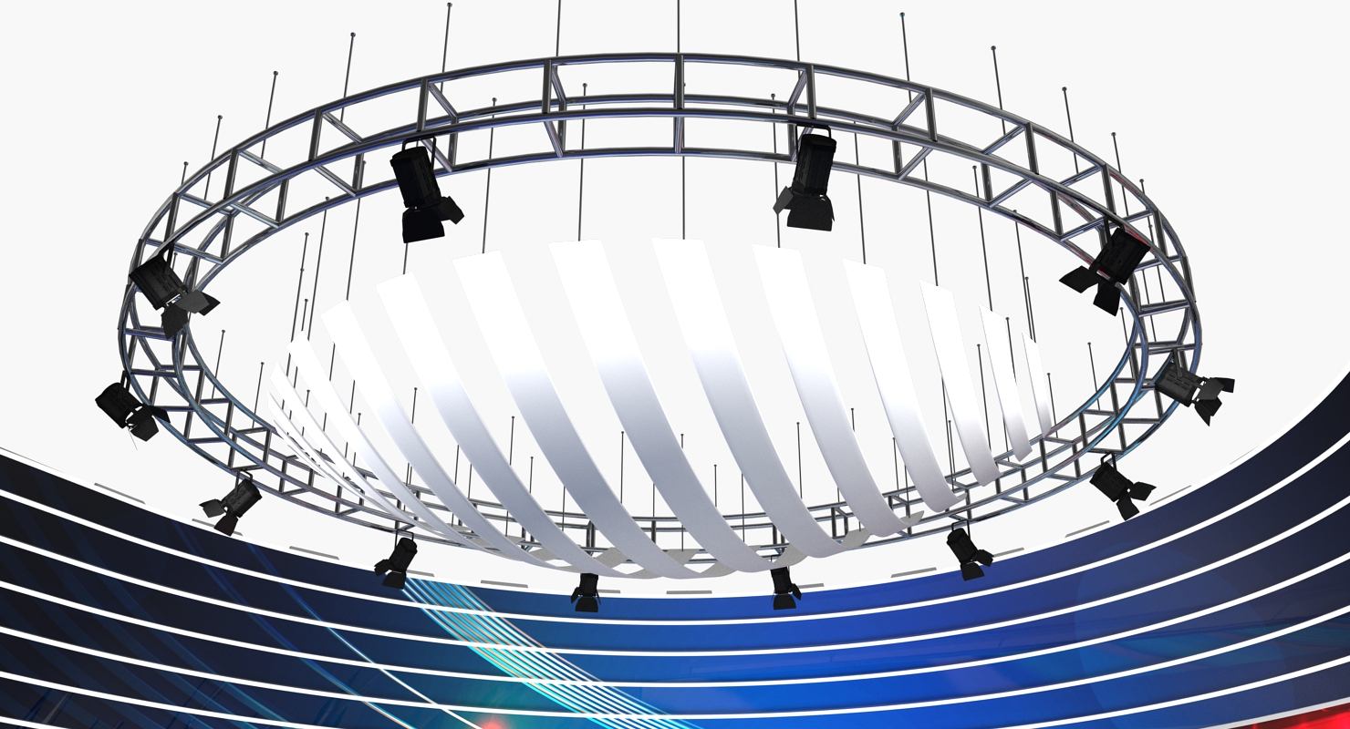 3D TV News Studio with Camera and Presenters Rigged model