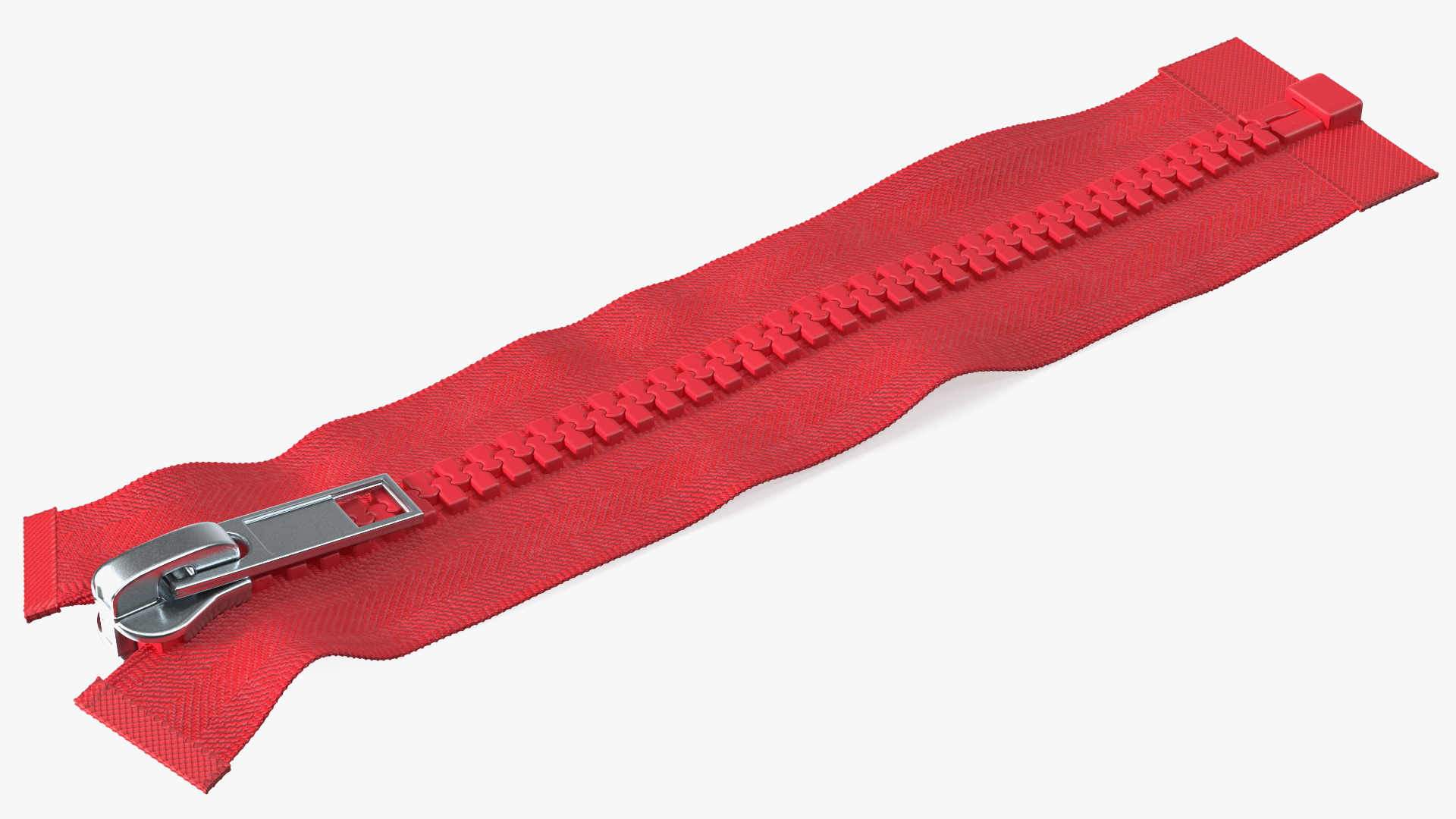 3D model One Sided Plastic Zipper Closed Red