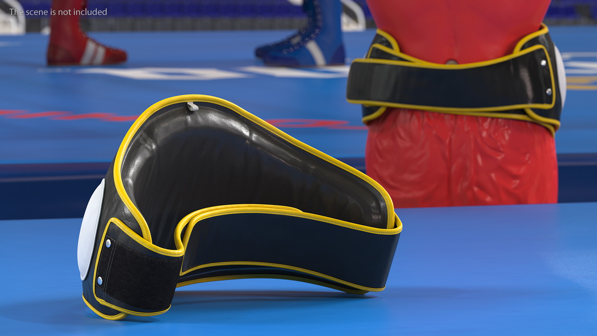 3D model Muay Thai Leather Belly Pad Black Yellow