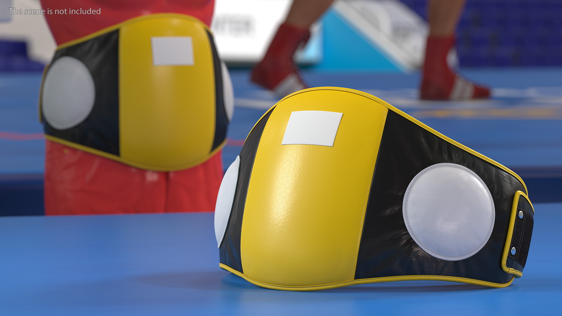 3D model Muay Thai Leather Belly Pad Black Yellow