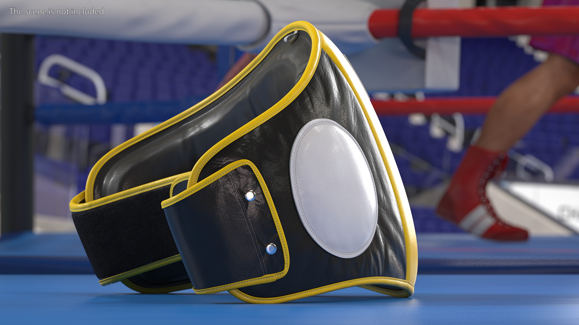 3D model Muay Thai Leather Belly Pad Black Yellow