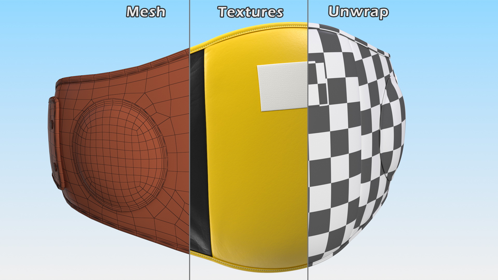3D model Muay Thai Leather Belly Pad Black Yellow